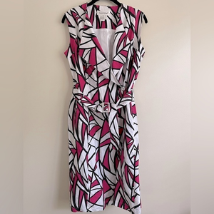 Lino USA Women’s Sleeveless Linen Blend Wrap Dress Belted Small White Pink Black